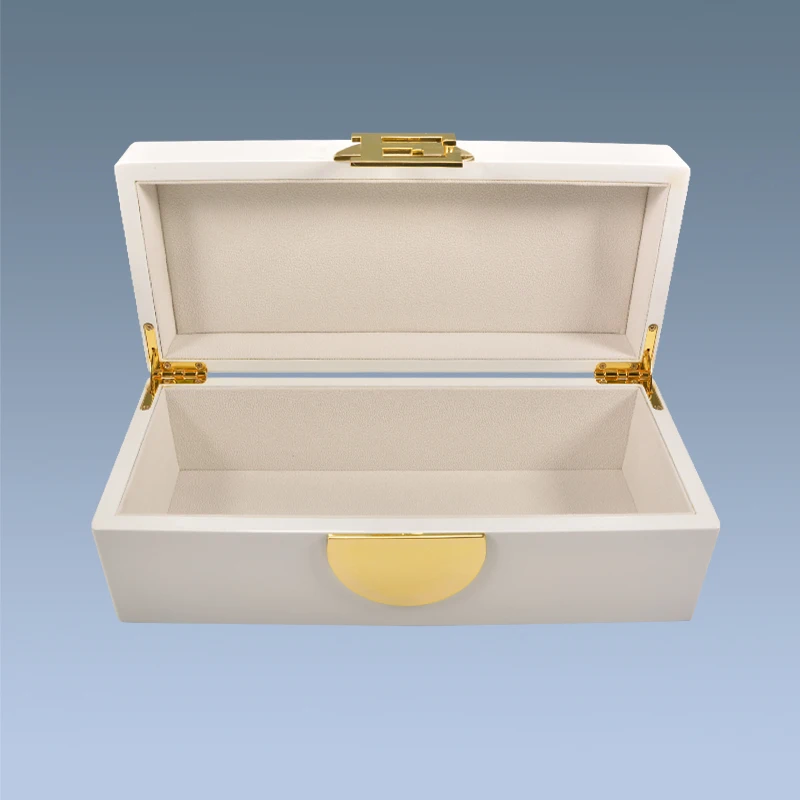 Custom High Glossy Luxury White Lacquer Wooden Packaging Box