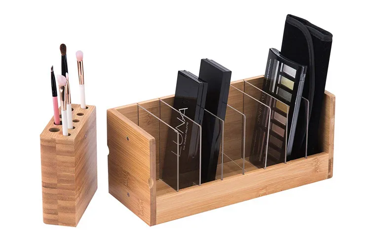 Bamboo Makeup Cosmetic Eyeshadow Palette Organizer