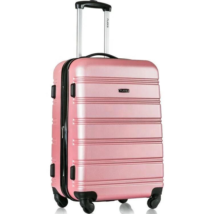 20 inch pink airport suitcase abs+pc decent travel luggage for lady