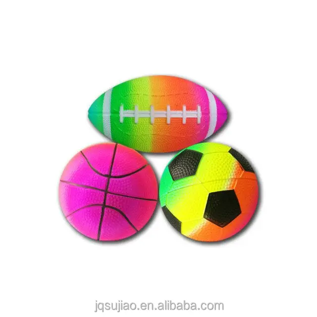 3pk Sports Toy ball high quality rainbow Knobby ball pvc inflatable toy ball
