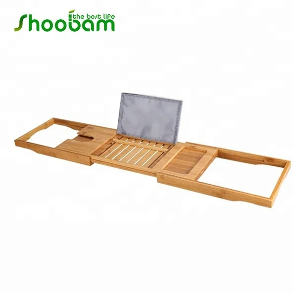 
Simple Natural Bamboo Bath Caddy Bridge with book holder 