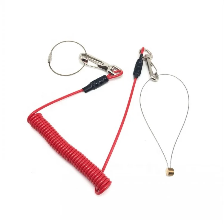 
TOOL SAFETY ROPE WITH 2X ATTACHMENT CLIP, RED 