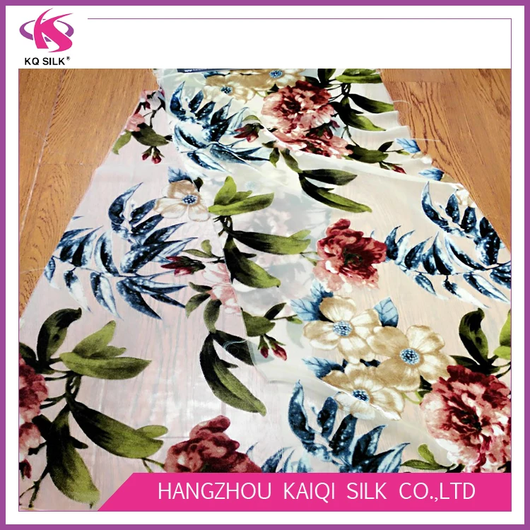 topselling floral printing nylon rayon burnout silky velvet fabric