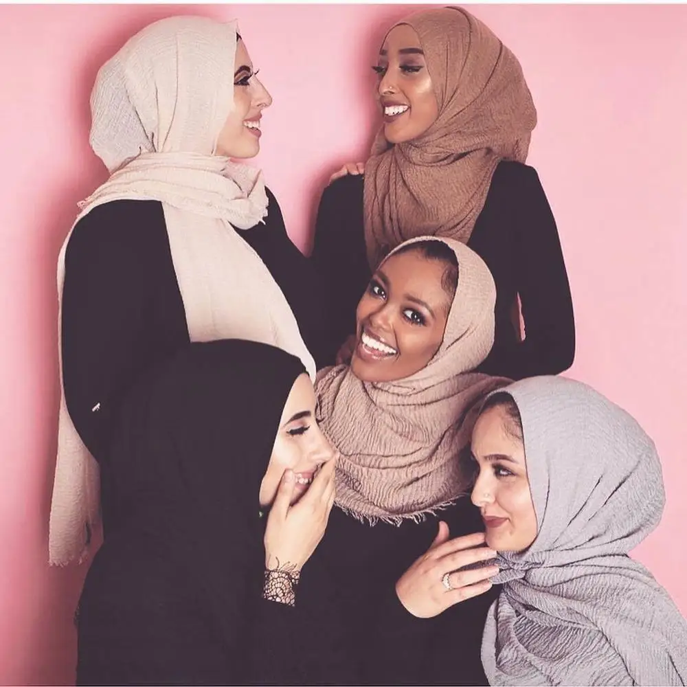 
Plain Crinkle Muslim Cotton Hijab Scarf 