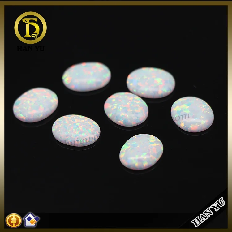 Synthetic #OP17 white cabochon oval shape 8*10mm cabochon opal stone price