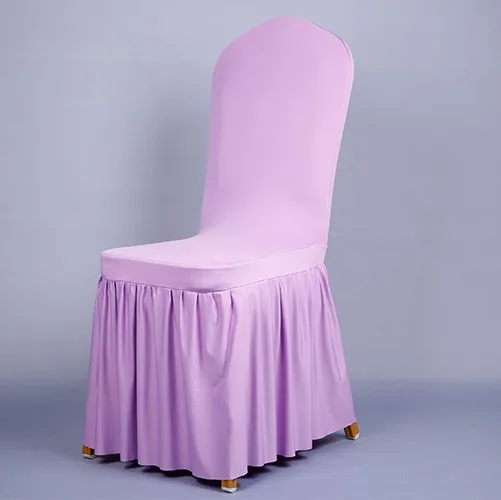 Champagne High Quality Banquet Used Spandex Plain Dyed Chair Covers With Skirt