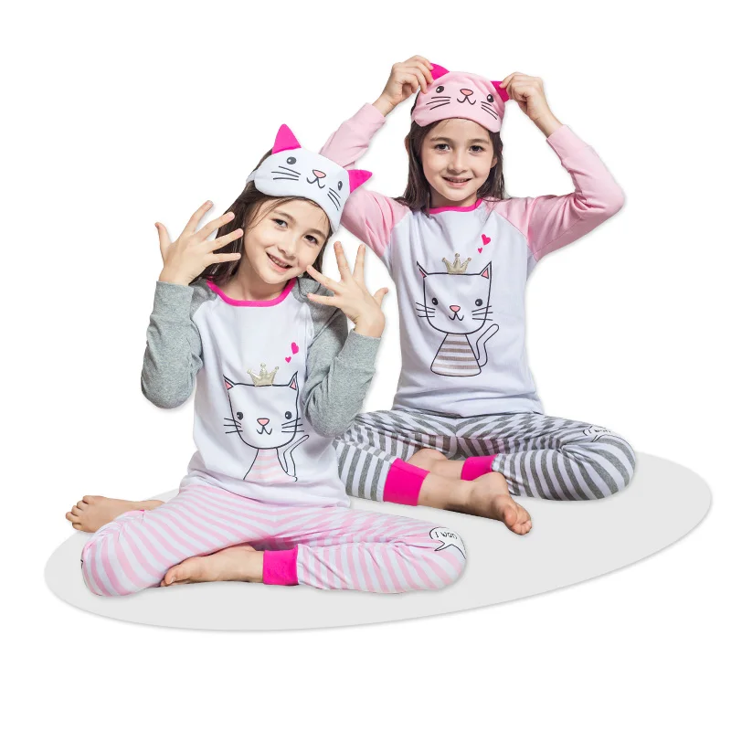 Wholesale Lovely Little Kitty Princes Children Sleepwears Kids Girl Pajamas