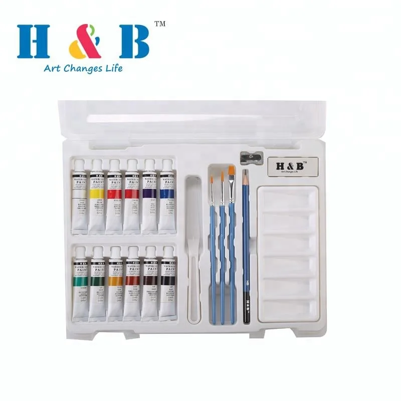 Wholesale 21pcs children watercolor paint set in plastic box