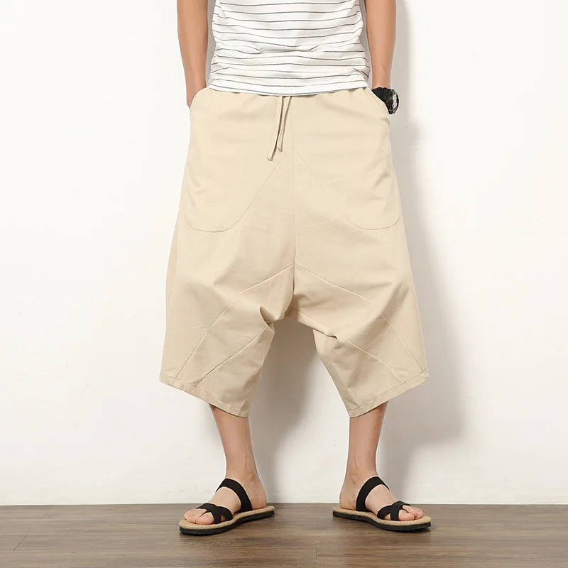 
Thai pants bloomers male loose linen shorts Nepal seven pants wide leg big radish beach pants 