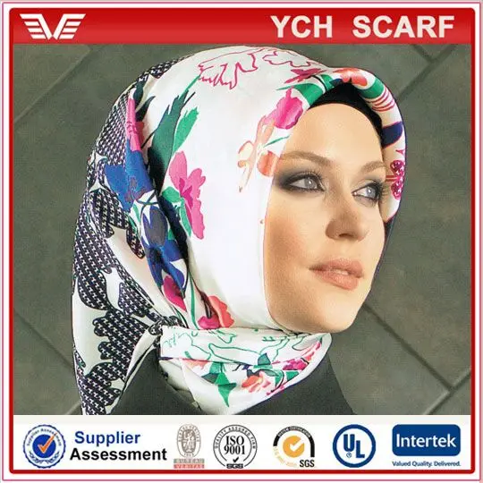 Cheap Price Women Printed Turkish Square Satin Scarf Wholesale