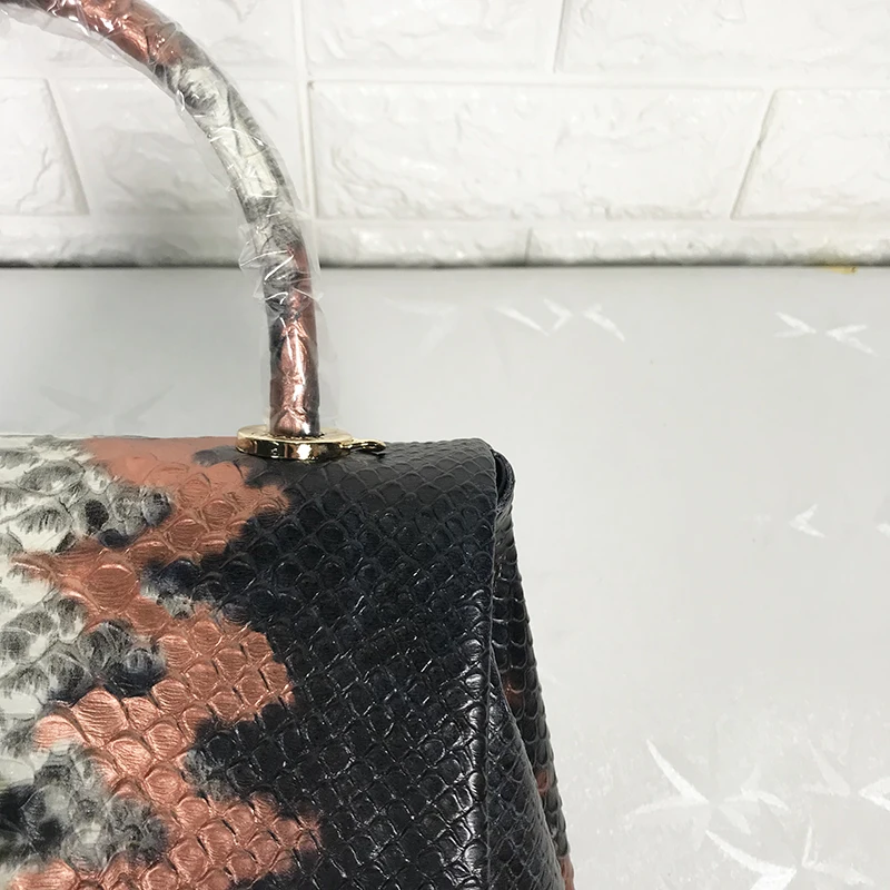 
MOQ 1 PCS 2019 Ladies brand name hand Bags Handbags designer women shoulder bags fashion Snake skin leather 