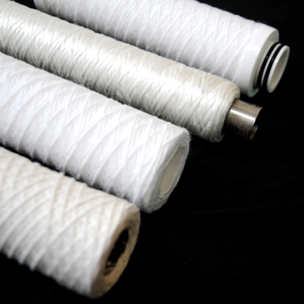 Food grade 5/10 inch 1 micron pp yarn pp core /bleached cotton pp core/ glass fiber ss core string wound water cartridge