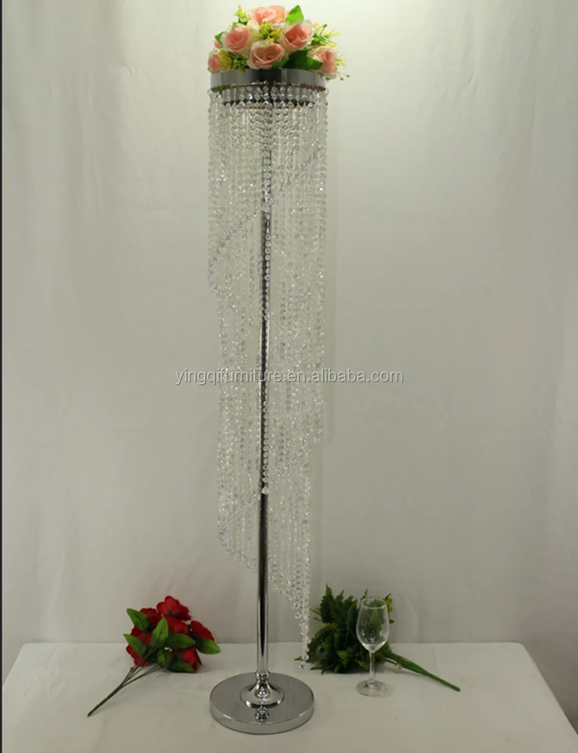 Luxury Tall Wedding Crystal Waterfall Flower Stand