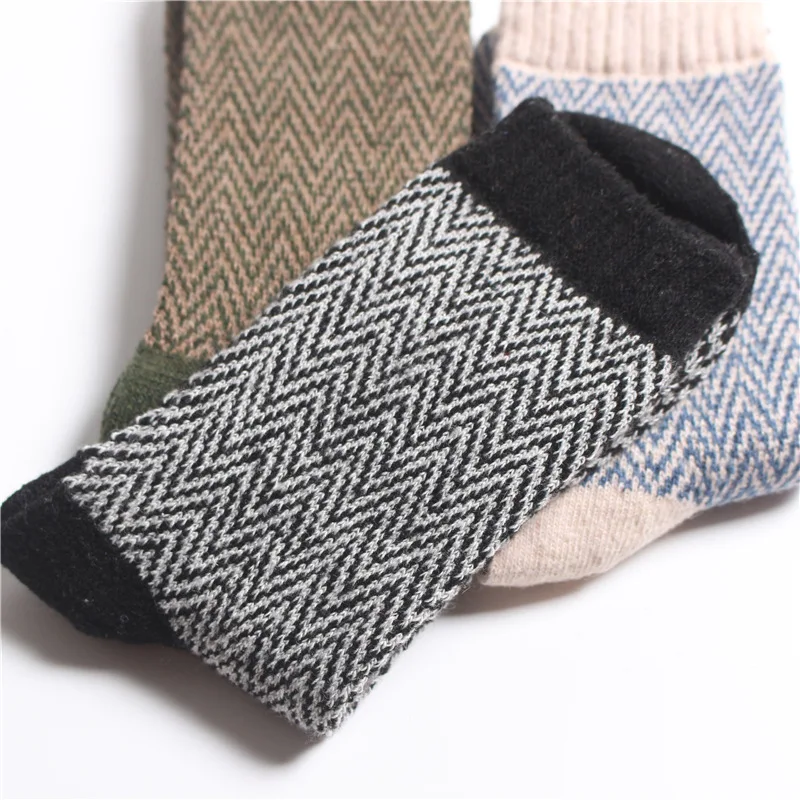 Winter Thick Warm Stripe Wool Socks Casual Hombre Sock Business Male Socks