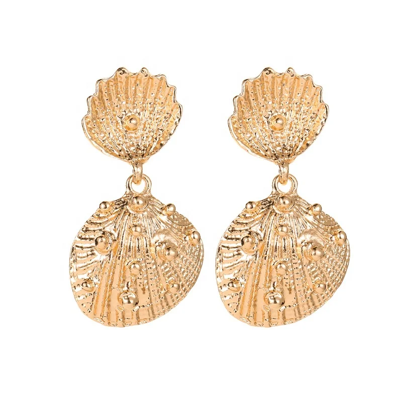 wholesale fashion cheap alloy personalized latest gold shaped cheap shell gold earring
