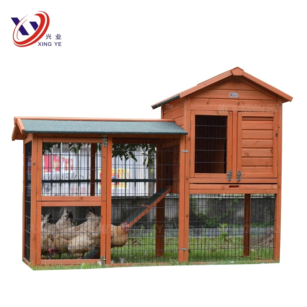 Outdoor Wooden Chicken Coop  With Hot Galvanized with PVC coated wire mesh