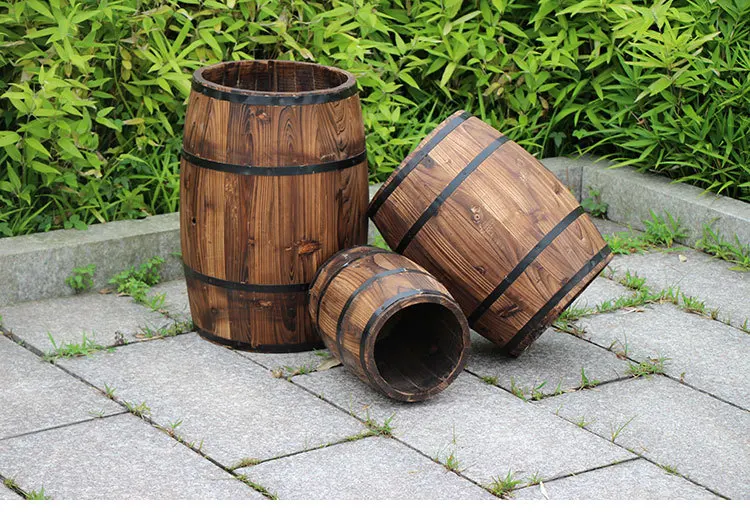 Карбонизированная декоративная деревянная пивная бочка, деревянная витрина, цветочное ведро