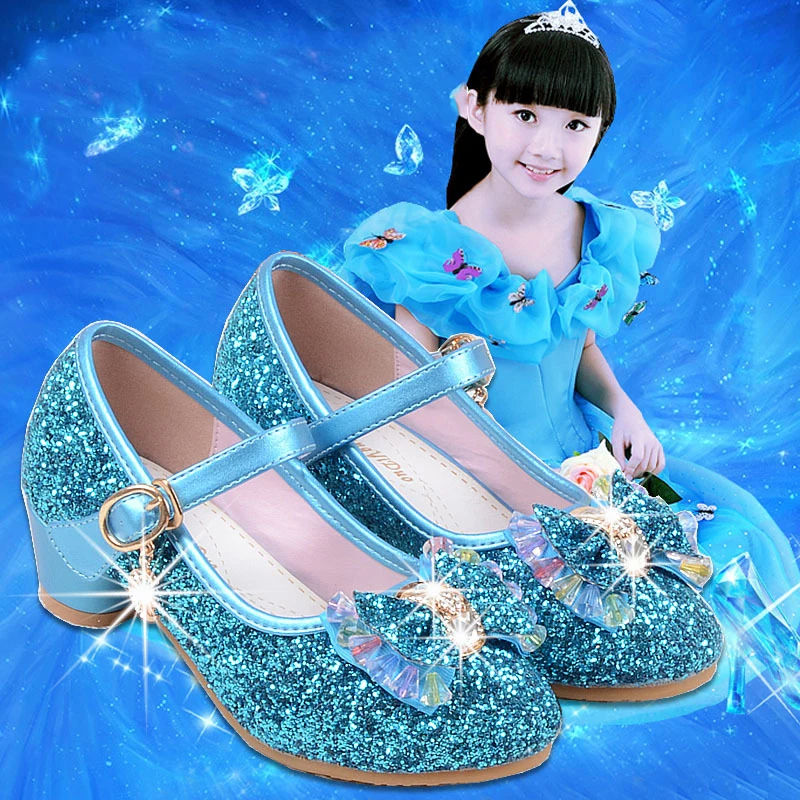 
Custom Logo Girl Princess Frozen Crystal Dress Shoes 