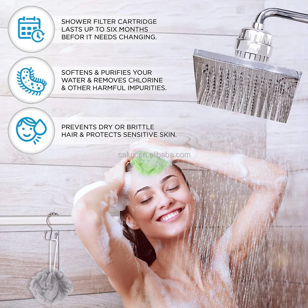 15 Stage Shower Filter with Vitamin C For Hard Water - Shower Chlorine Filter Removes Fluorine - Showerhead Filter High Output