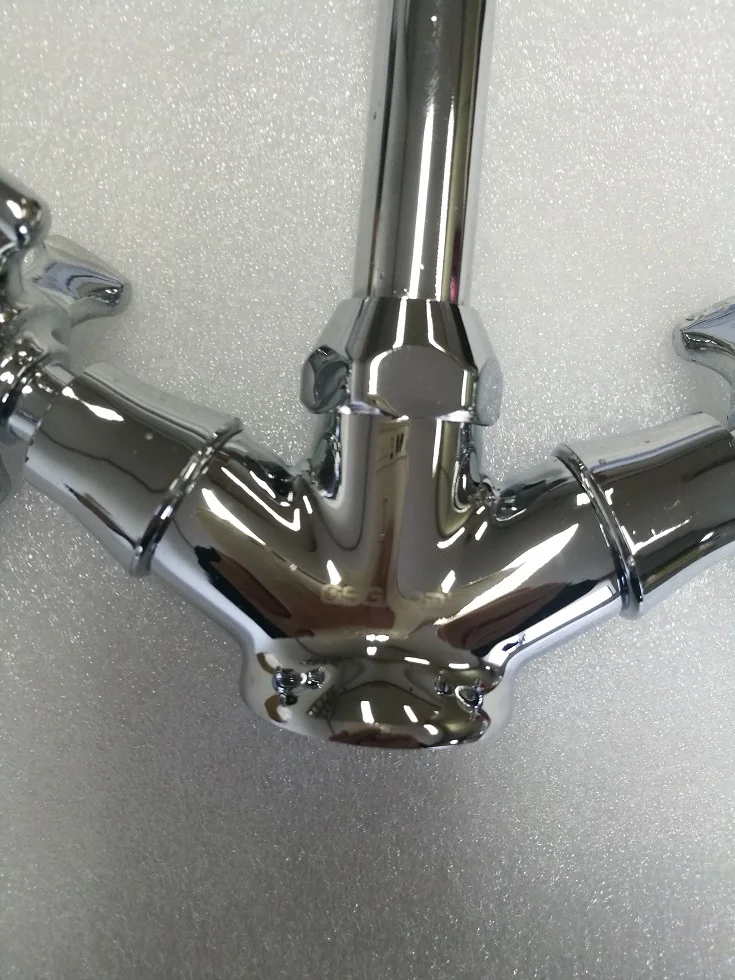 Double Handle  Deck Mounted Water Ridge Kitchen Faucet Tap