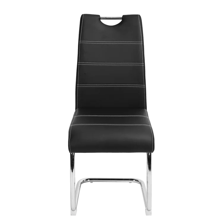 Leather Z Shape Dining Chair Dining Chair Chrome Black Design Metal Simple Home Furniture Modern Chairs for Dining Room