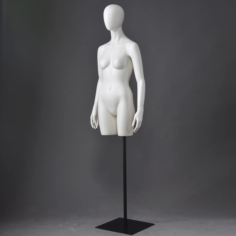 Abstract face beautiful curvy half upper body fiberglass dummy egghead petite female mannequin
