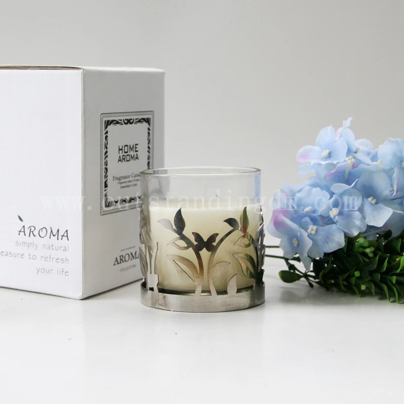 2022 new design Aroma Candle With Glass Candle Holder And Metal Stand For Paraffin Wax Candle Making