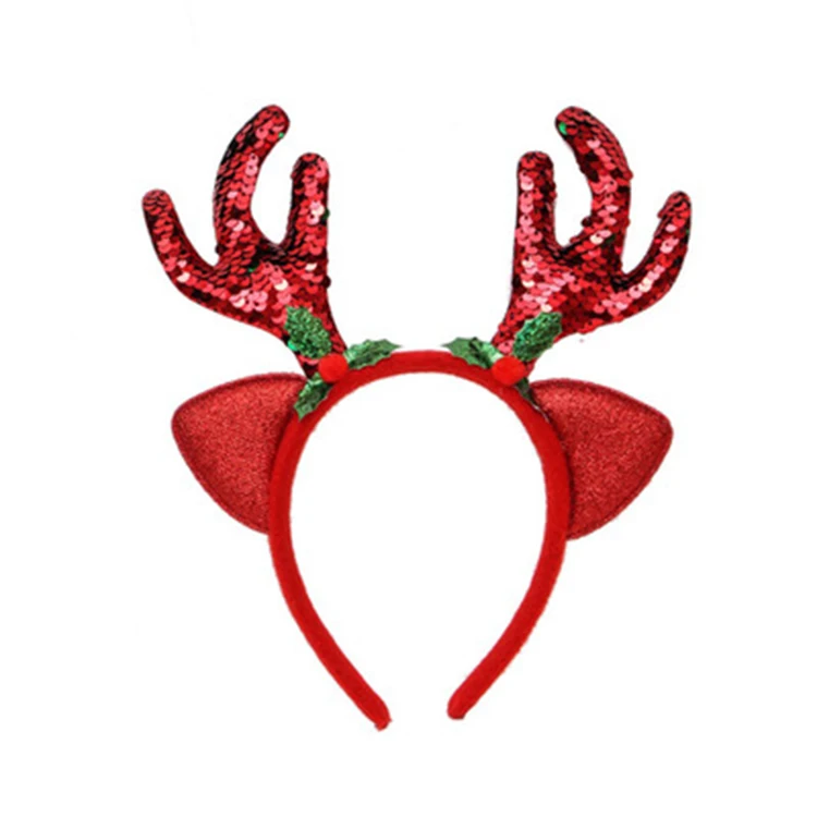 Christmas Deer Antler Horn Flashing Sequin Christmas Reindeer Antler Headbands