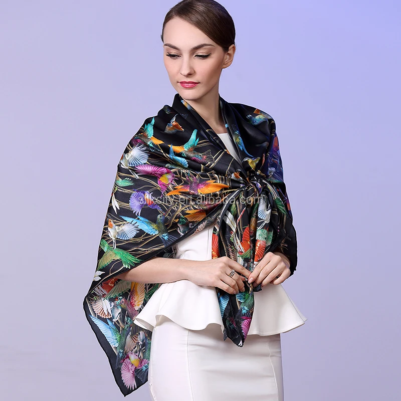 Factory No MOQ Custom Scarf 100% Silk Digital Print Scarf