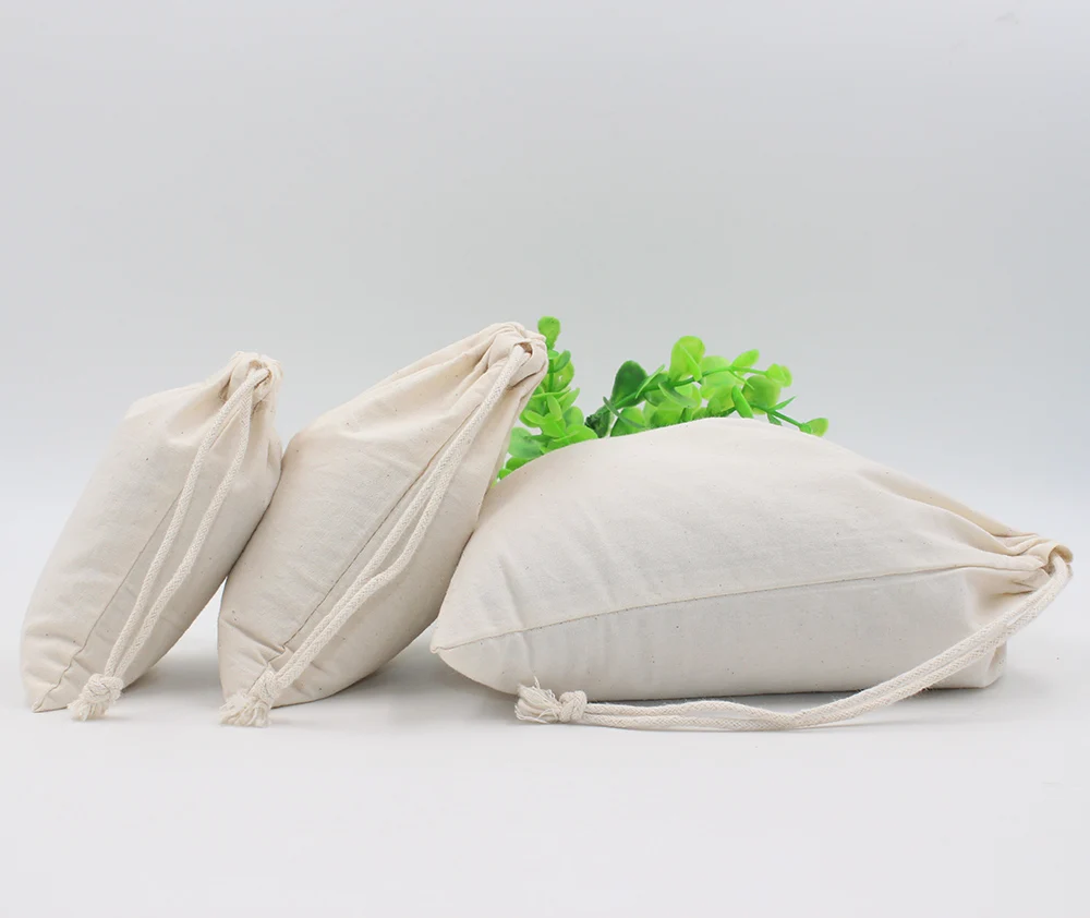 Cotton Environmental Reusable Women Men Travel Shopper Tote Storage Bags Drawstring Shopping Bag