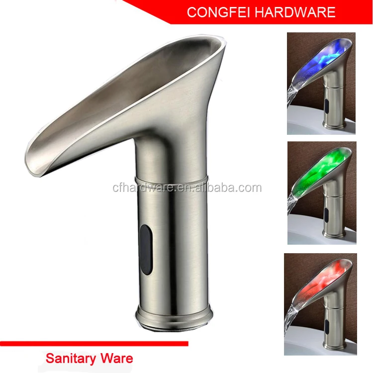 Solid Brass Casting 3 LED Lights Indicating Infrared Sensor Water Mixer