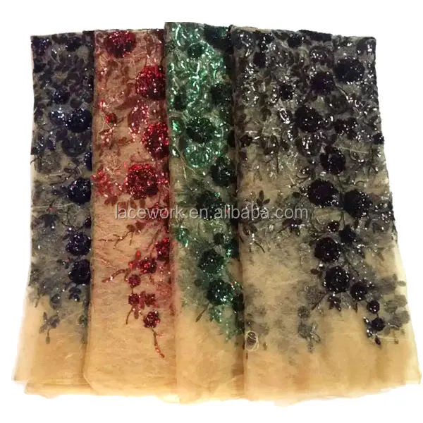 Sequin Embroidery Tulle lace fabric/african sequin lace fabric/french sequin mesh embroidery lace fabric