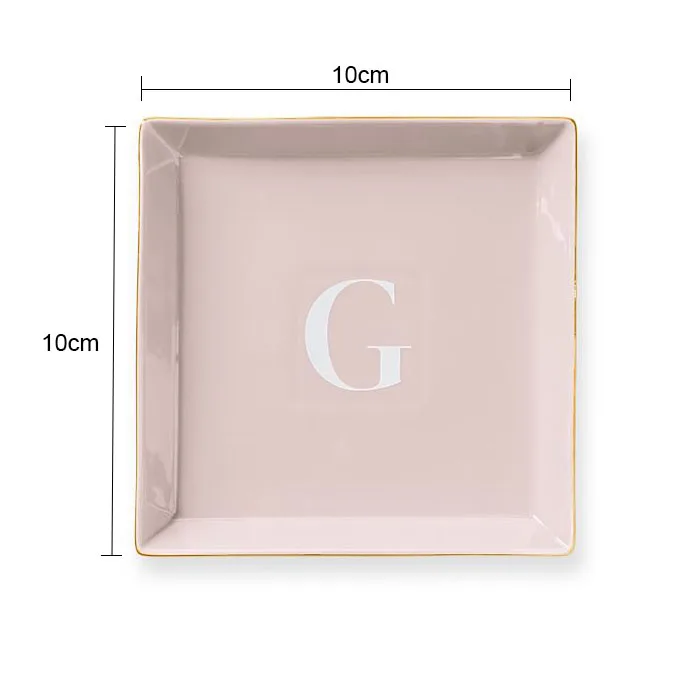 Wedding Decorative Custom Ring Trinket Tray Gold Rim Ceramic Jewelry Dish Plate