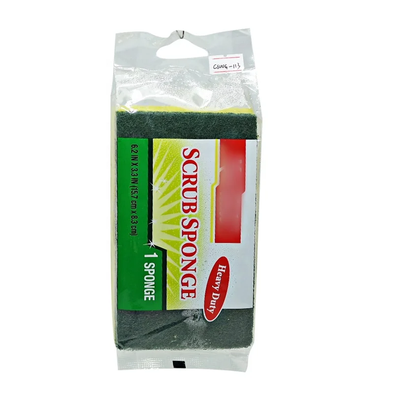 Heavy duty kitchen scrub clean cellulose sponge with nylon scourer