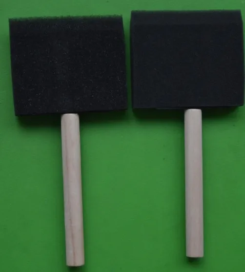 Artist OEM Natural Eco-friendly DIY Wooden Handle Sponge Cheap Oil Paint Tools Poly Foam Brush Set Wood Drawing Brushes
