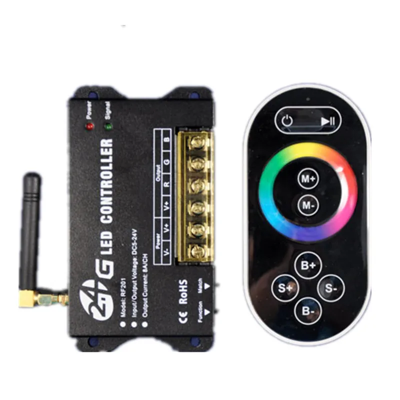2.4G RGB Controller RF201 DC5V-24V 24A 3CH Touch Led Dimmer for RGB Strip Light