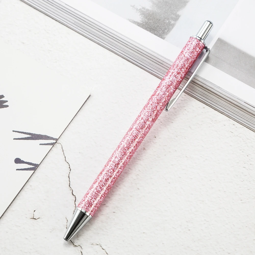 Glitter Bling Fish Scale Mermaid Metal body roller ball pens Retractable Ballpoint Pen cheap promotion black ink pens