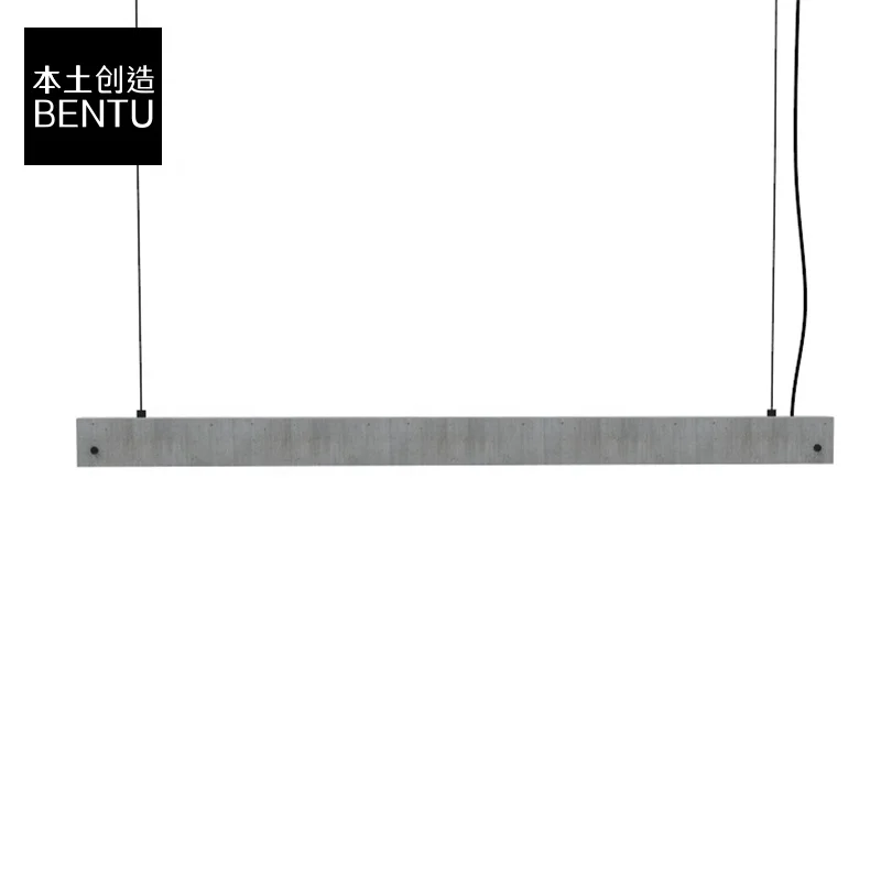 Bentu Yi modern long ceiling mounted cement concrete led pendant light chandelier for commercial office energy saving