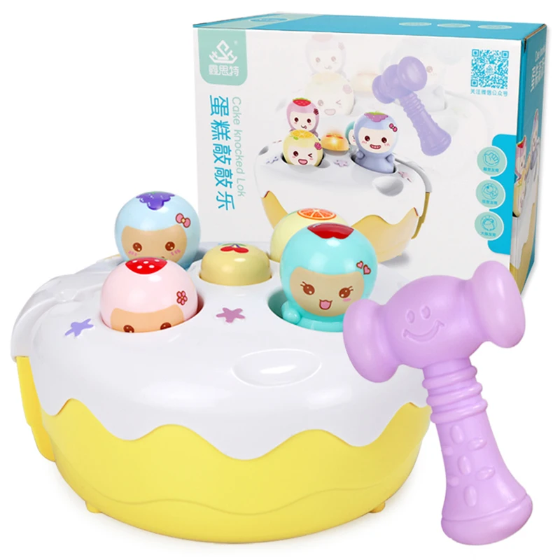 XST New Electric Music Light Cute Cake Whack-a- mole Game Baby Educational Toys Children Hit Hammer Game Baby Toy
