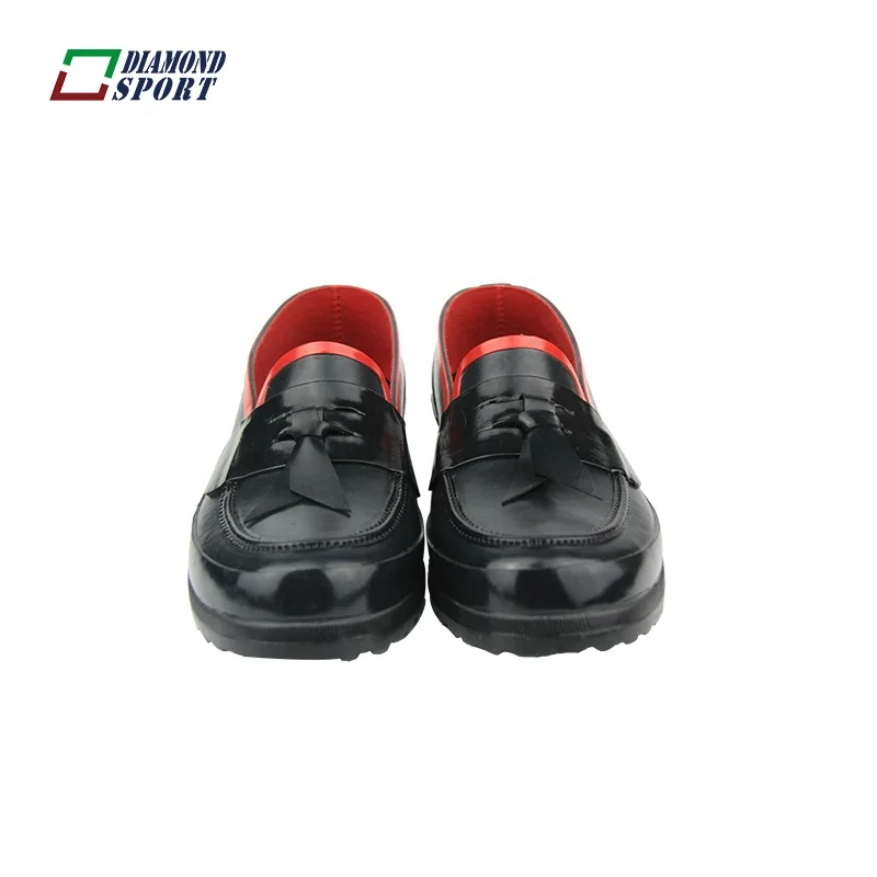 New design walking comfort waterproof rain loafer girls black slip on garden shoes