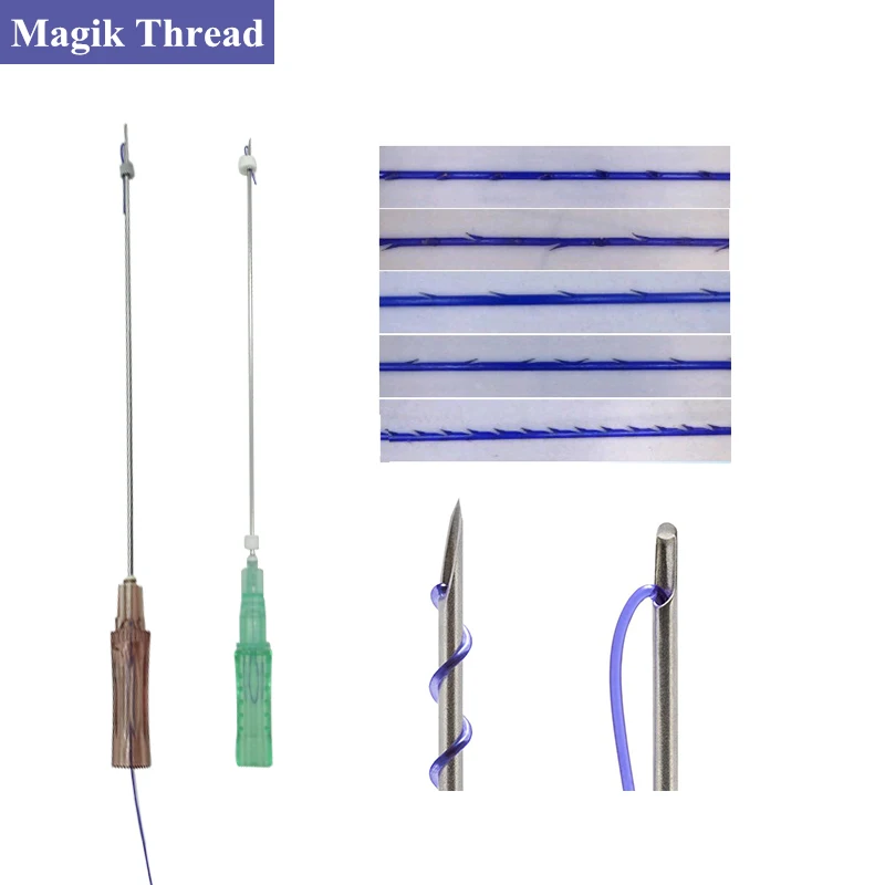 pdo thread with face lifting blunt and sharp cannula kit