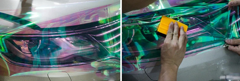 
30cm x10m Adhesive Colors Chameleon Headlight Tint Film for Car Light 