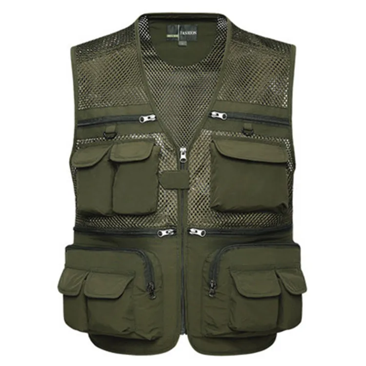 Mens outdoor travel design windproof camo  fly multi pocket fishing vest