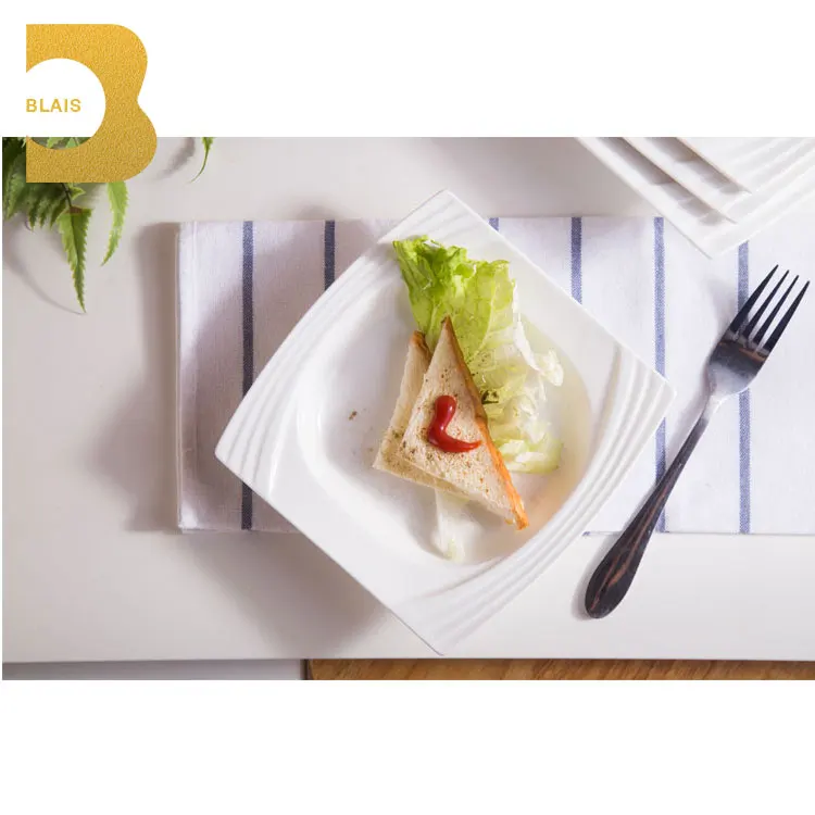 chaozhou wholesale modern handmade heat resistant bone china china commercial dinner 12inch  ceramic square restaurant plates