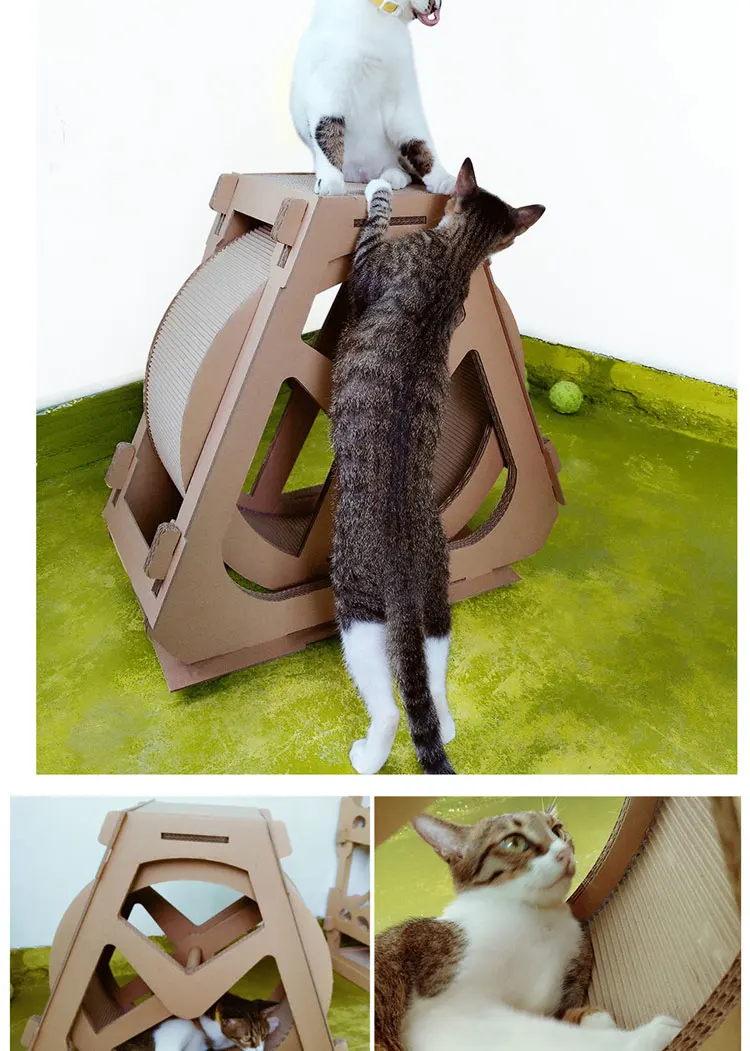 
Factory Direct Sale Cat Scratch Pad Rolling Wheel Shape Cat Scratcher DIY Cardboard Cat Tower 