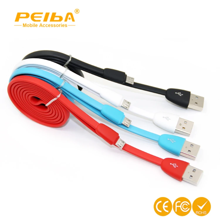 Alibaba Hot Sale Micro Usb Charging Cable For Android Phone , 3ft colorful flat Data cord line for Samsung Charger Cable