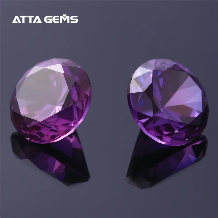 61# Round Brilliant Cut Purple Grape Synthetic Corundum Lab Created Purple Sapphire Gemstone for Sale