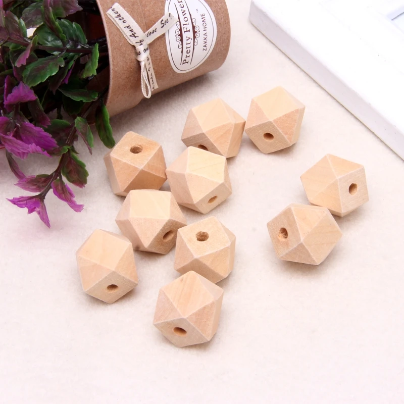 DIY wooden Geometric Spacer Bead Eco-Friendly Natural Wood Beads Lead-Free Balls
