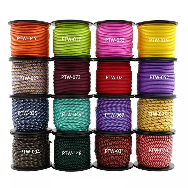YOUGLE  100 feet Mil Spec Type I 3 Strand Core Outdoor Survival Parachute Paracord  Cord Lanyard Rope 2mm Diameter Cord Spool