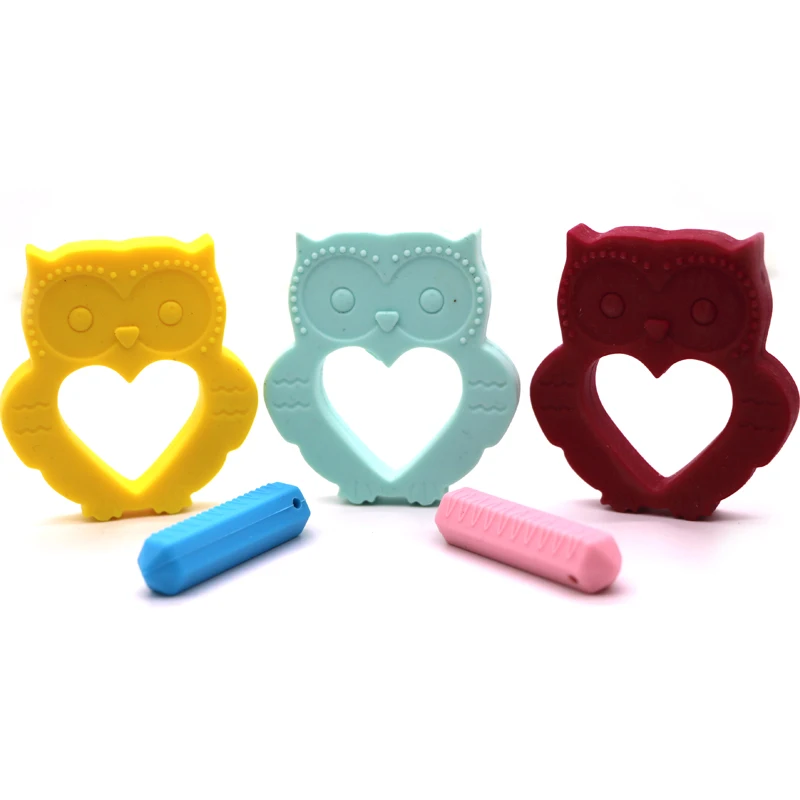Food Grade Friendly Animal Owl Teether Silicone Baby Soft Toy Silicone Pendant Teether